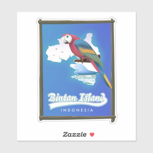 Bintan eiland Indonesië reis kaart Sticker (Vel)