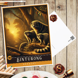 Binturong   Schattige familie  Briefkaart