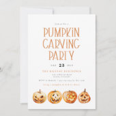 BINX Herfst Halloween Waterverf Pompoen Carving Kaart (Voorkant)