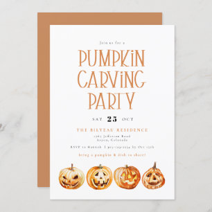 BINX Herfst Halloween Waterverf Pompoen Carving Kaart