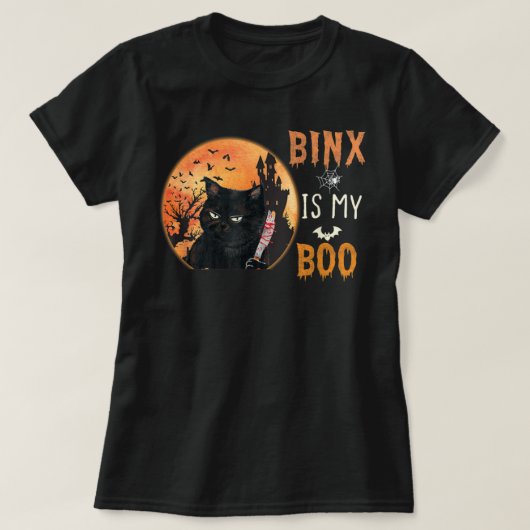 binx is mijn boe schattige halloween kat t-shirt (Design voorkant)