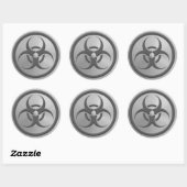 Bio Hazard Circle met Roestvrijstalen effect Ronde Sticker (Vel)