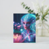bio-luminescent Swimming Alien Briefkaart (Staand voorkant)