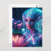 bio-luminescent Swimming Alien Briefkaart (Voorkant / Achterkant)
