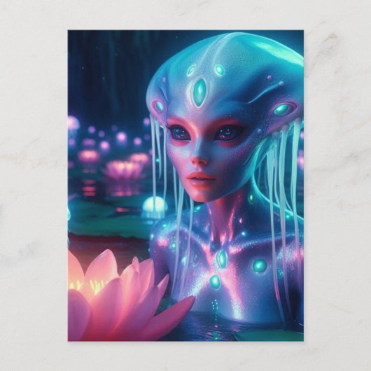 bio-luminescent Swimming Alien Briefkaart (Voorkant)