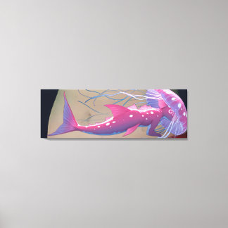 Bio-luminescente Roze Kwallen Vis Hybride Canvas Afdruk