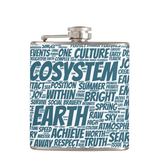 Bio Nuage Mots Tekst Biodiversiteit Heupfles (Voorkant)