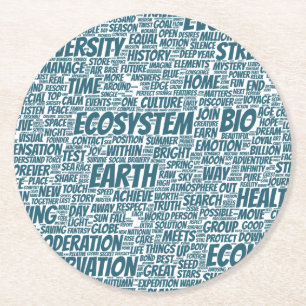 Bio Nuage Mots Tekst Biodiversiteit Ronde Kartonnen Onderzetter