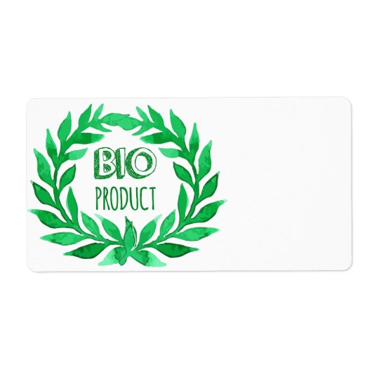 Bio Product Green Waterverf Boerderij Vers voedsel Etiket (Voorkant)