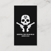 Bio-risico schedel met Pistolen Visitekaartje (Achterkant)