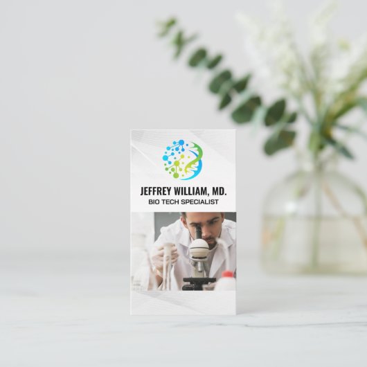 Bio Tech Logo | Wetenschappelijk onderzoek in het  Visitekaartje (Staand voorkant)