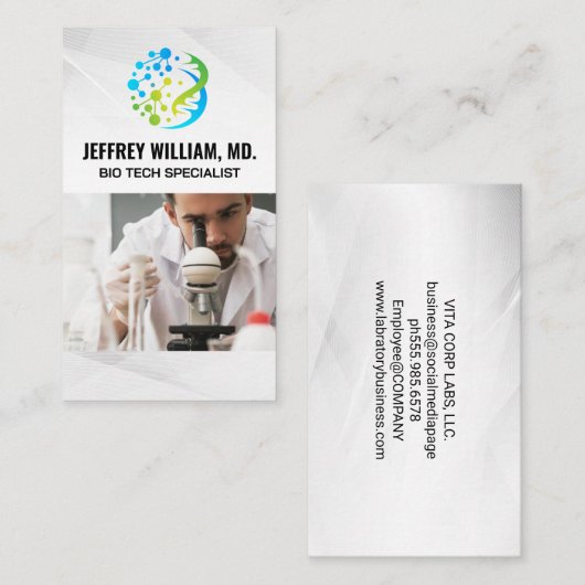 Bio Tech Logo | Wetenschappelijk onderzoek in het  Visitekaartje (Voorkant / Achterkant)