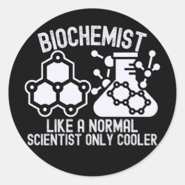 Biochemicus als een gewone wetenschapper, alleen c ronde sticker