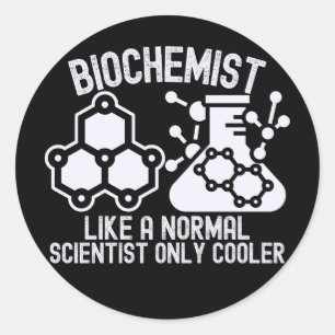 Biochemicus als een gewone wetenschapper, alleen c ronde sticker