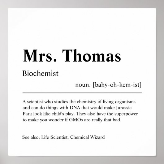 Biochemicus Personalized Gift Poster (Voorkant)