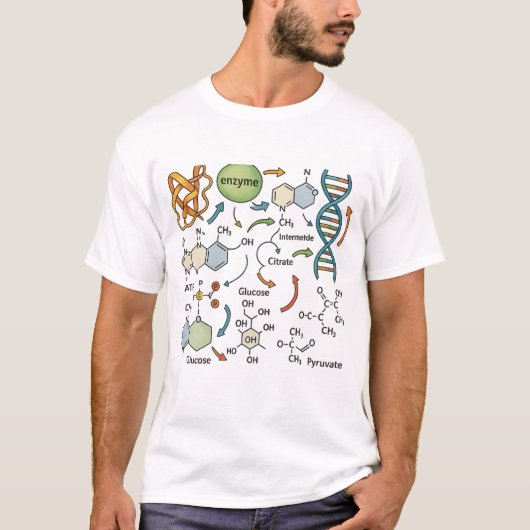 Biochemische illustratie met moleculaire structuur t-shirt (Voorkant)