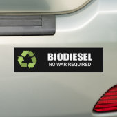 Biodiesel: Geen oorlog vereist Bumpersticker (Op auto)