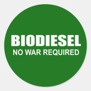 Biodiesel: geen oorlog vereist ronde sticker