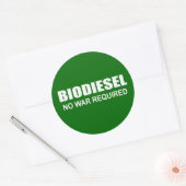 Biodiesel: geen oorlog vereist ronde sticker (Envelop)