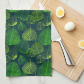 Biofiele esthetische, donkergroene skeletbladeren theedoek (Quarter Fold)