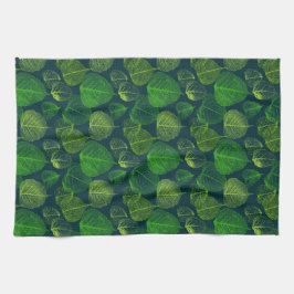 Biofiele esthetische, donkergroene skeletbladeren theedoek