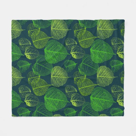 Biofiele esthetische skeletbladeren fleece deken (Voorkant (Horizontaal))