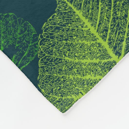 Biofiele esthetische skeletbladeren fleece deken (Hoek)