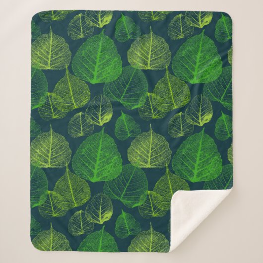 Biofiele esthetische skeletbladeren sherpa deken (Voorkant)