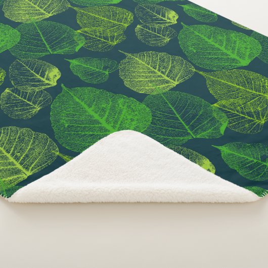 Biofiele esthetische skeletbladeren sherpa deken (3/4)