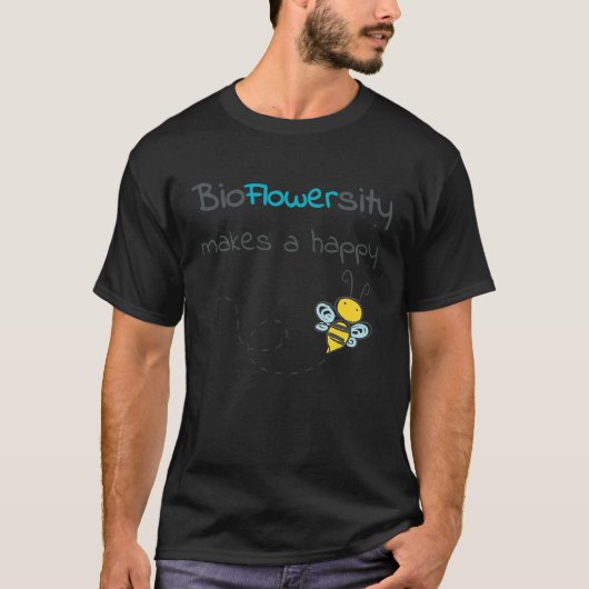 Bioflowersity makes a happy bee t-shirt (Voorkant)