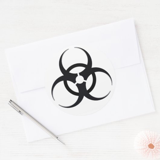 Biogevaarsteken Ronde Sticker (Envelop)