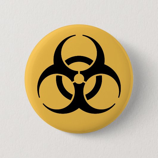Biogevaarsymbool op gele badge ronde button 5,7 cm (Voorkant)