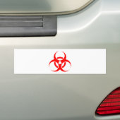 Biogevaarsymbool rood bumpersticker (Op auto)