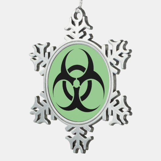 Biogevaarsymbool Tin Sneeuwvlok Ornament (Rechts)