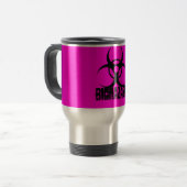 Biogevaarsymbool voor de mok van warme roze koffie (Voorkant links)