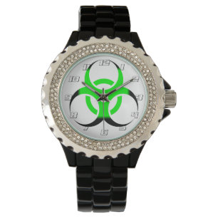 Biogevaarsymbool Zombie groen en zwart Horloge