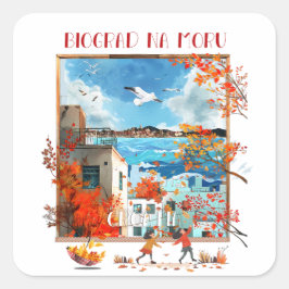 Biograd na moru 2 vierkante sticker