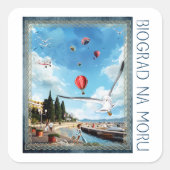 Biograd na moru 4 vierkante sticker (Voorkant)