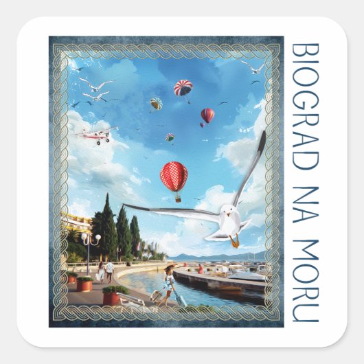 Biograd na moru 4 vierkante sticker (Voorkant)