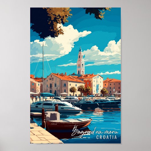 Biograd na moru Kroatië vintage reizen Poster (Voorkant)