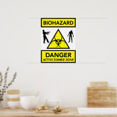 Biohazard Danger Active Zombie Zone poster (Keuken)