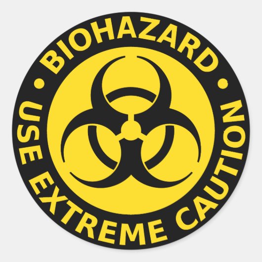 Biohazard - gebruik extreme voorzichtigheid ronde sticker (Voorkant)