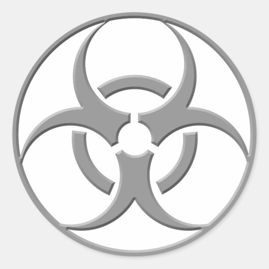 Biohazard Grey Ronde Sticker (Voorkant)