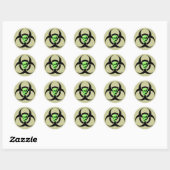 Biohazard Groene Gloeiende Schedel Waarschuwing St Ronde Sticker (Vel)