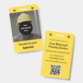 Biohazard Industry-Black op een gele achtergrond I Badge (Voor- en achterkant)