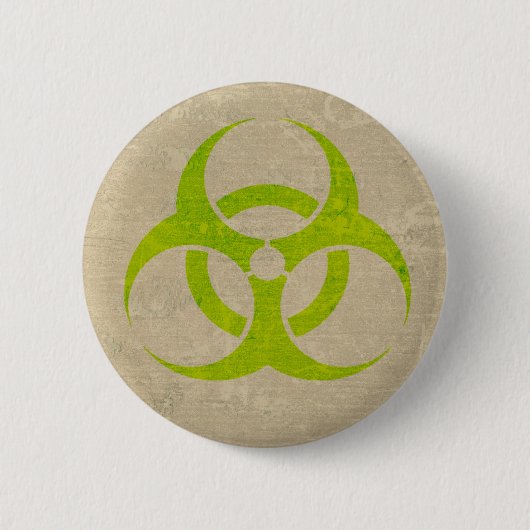 Biohazard Lime Green Grunge Ronde Button 5,7 Cm (Voorkant)