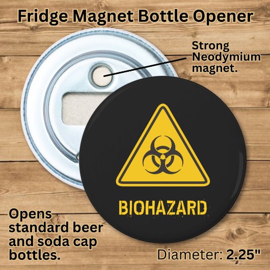 Biohazard pictogram button flesopener