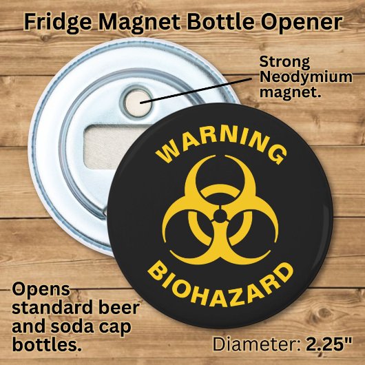Biohazard pictogram button flesopener