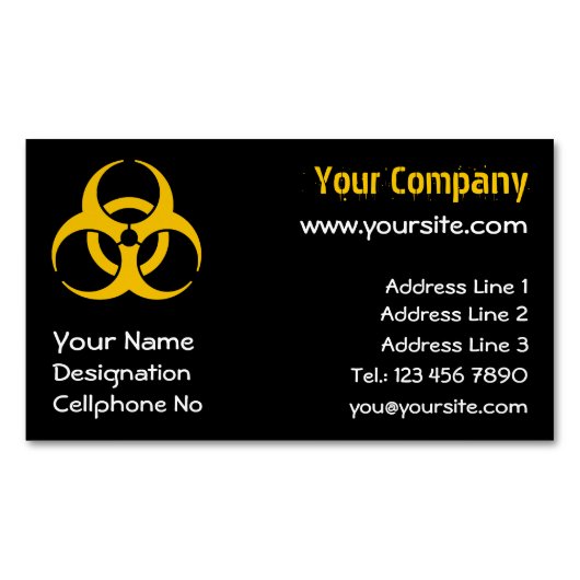 Biohazard pictogram magnetisch visitekaartje (Voorkant)
