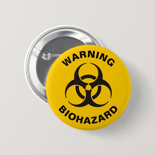 Biohazard pictogram ronde button 5,7 cm (Voorkant /achterkant)